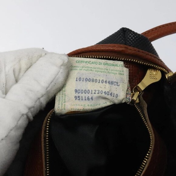 BOTTEGA VENETA Shoulder Bag PVC Black Brown gold Auth - Picture 13 of 16